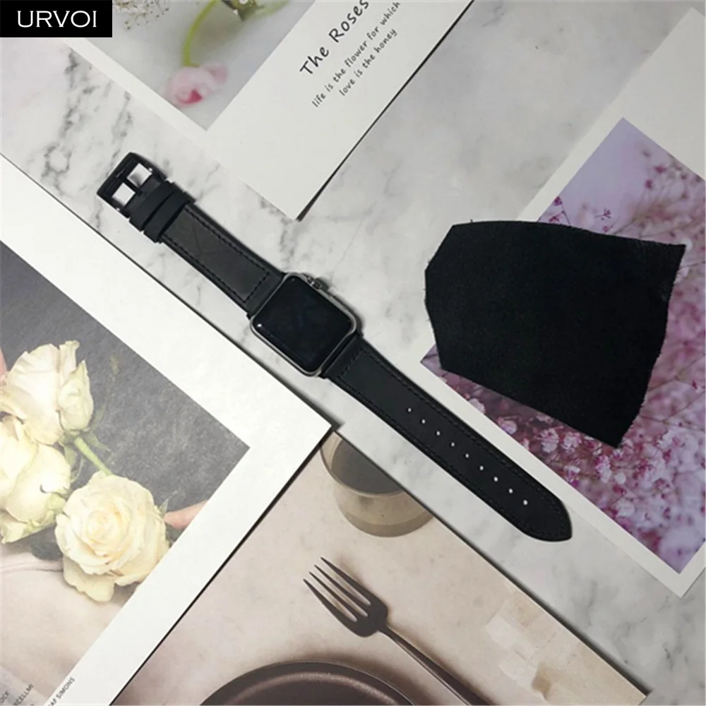 Кожаный ремешок URVOI для apple watch iwatch 40 44 мм ремень Высококачественная силиконовая