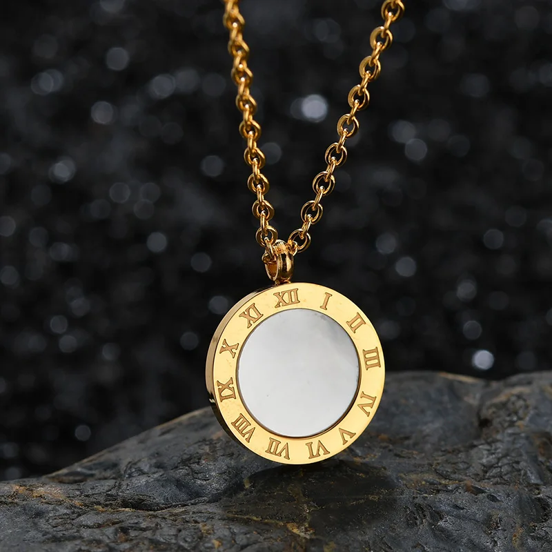 Gold White ELSEMODE модное роскошное длинное ожерелье с золотыми римскими цифрами для женщин и девушек, полированное нержавеющая сталь 316 L ювелирное изделие - Окраска металла: Gold White