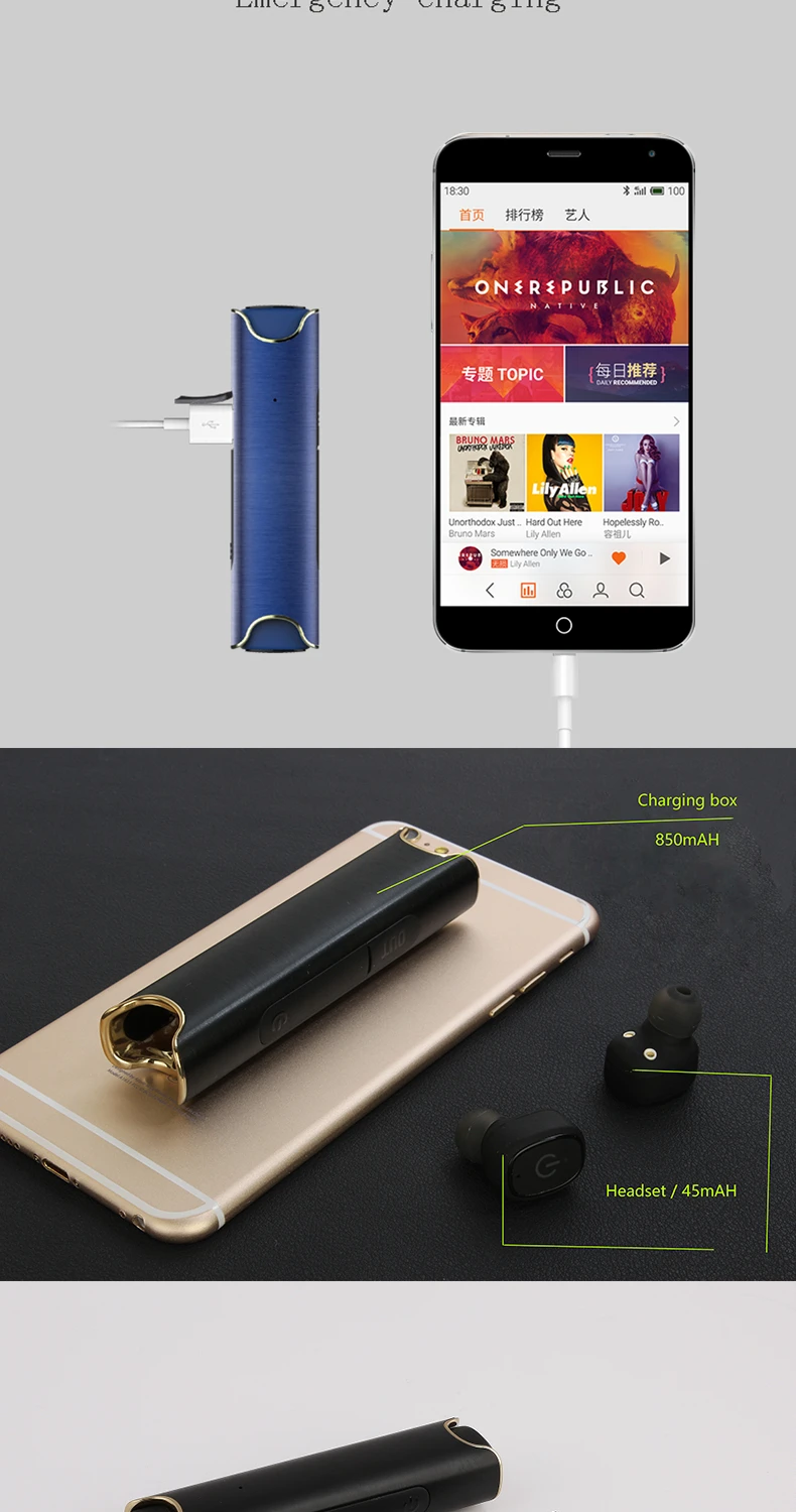 EXRIZU гарнитура Bluetooth и Мощность банк двойной Близнецы стерео Беспроводной наушники вкладыши Магнитная HIFI Музыка динамик для телефона iPhone 7