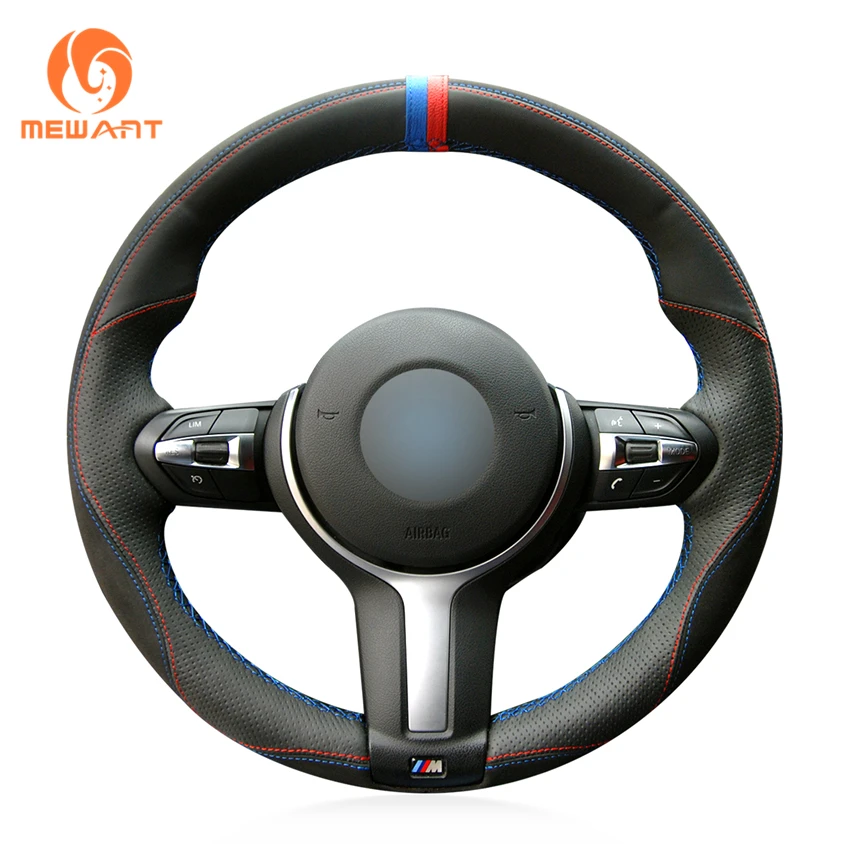 Чехол на руль из натуральной кожи черный замшевый для BMW M Sport F30 F31 F34 F10 F11 F07 X3 F25 F32 F33