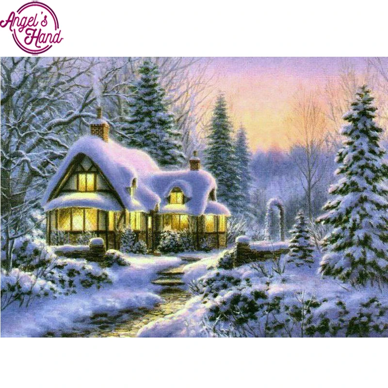

5D DIY diamond embroidery house in winter forest diamond painting Cross Stitch full drill Rhinestone mosaic home decoration gift