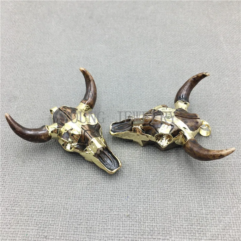 Подвеска в виде черепа буйвола подвеска крупного рогатого скота с позолоченной