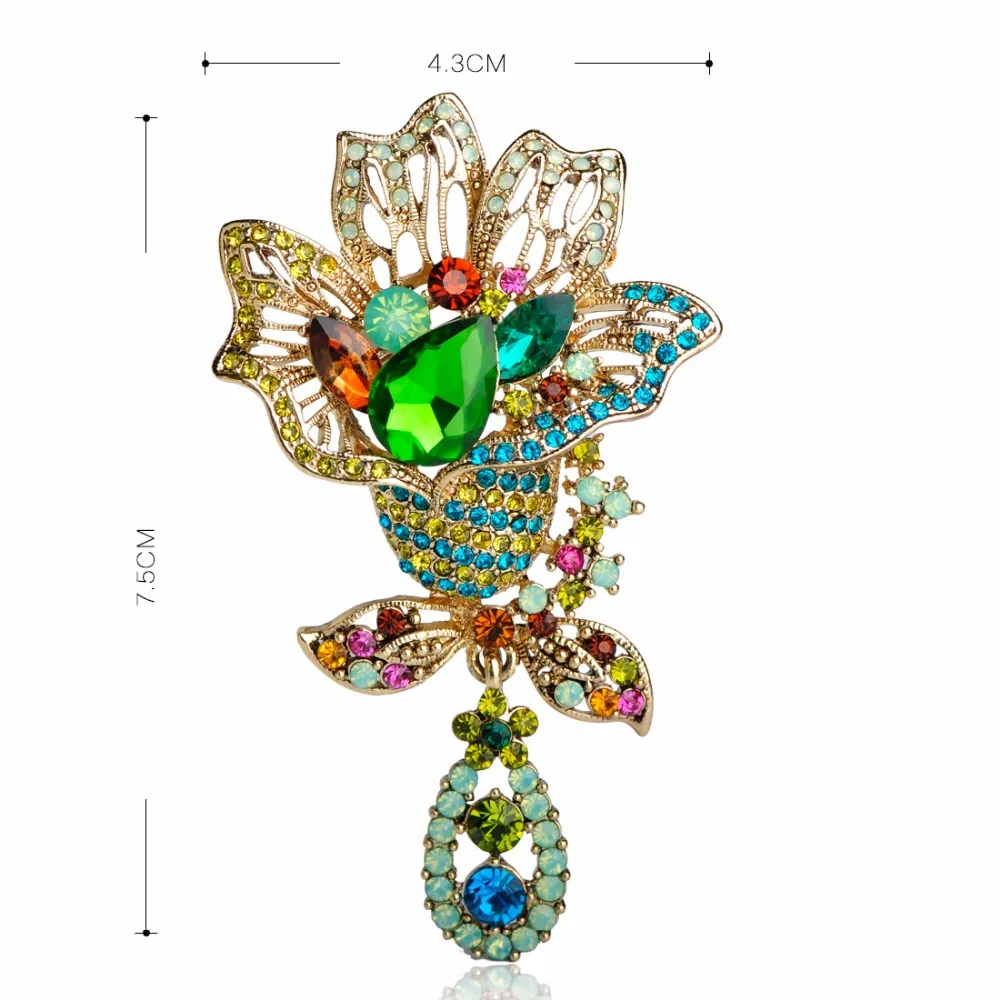 Урожай Rhinestone Цветок Броши Для Женщин Вечернее Платье Брошь Клип Украшения уги
