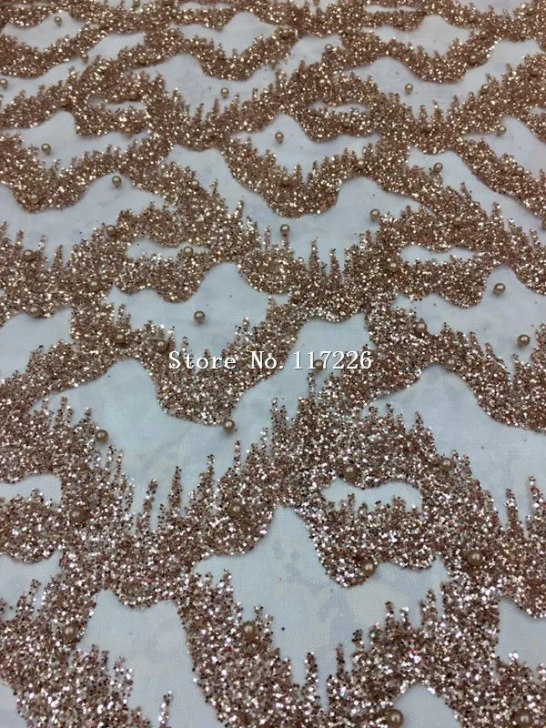 New design rose gold sparkle print glued glitter powder tulle mesh lace fabric for sawing/ evening dress/stage | Дом и сад