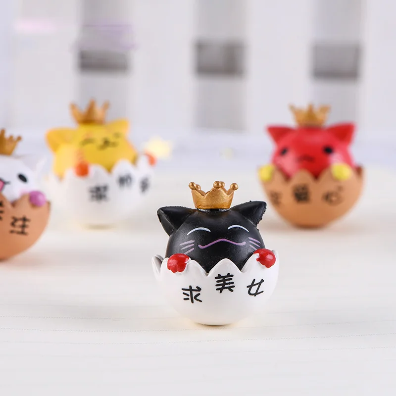 4 шт. корона котенок кошка миниатюрная Статуэтка Мультяшные фигурки животных