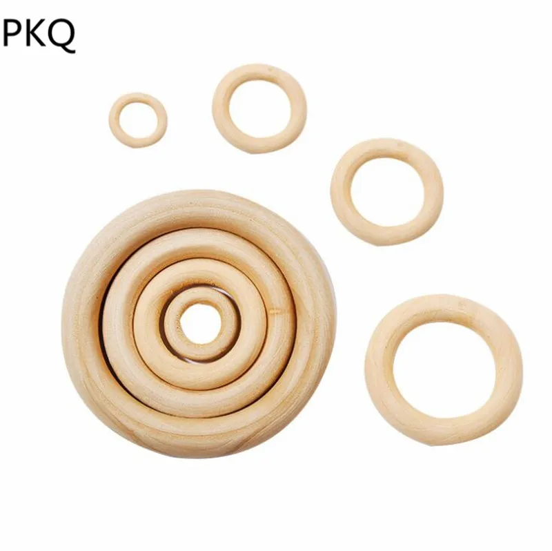 10pcs Natural Wood Circle DIY Crafts Embellishment For Wooden Ring Children Kids Teething Ornaments | Дом и сад