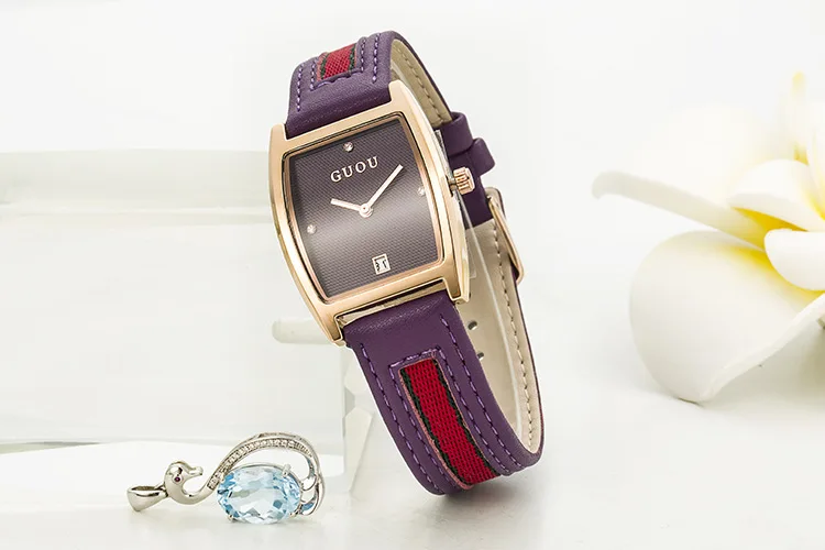 Часы наручные GUOU женские кварцевые модные брендовые повседневные маленькие