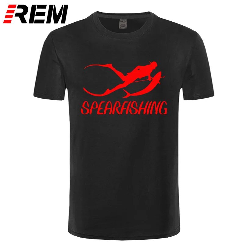 REM модные Дайвинг Подводная охота Футболка с принтом Для мужчин футболка модный принт короткий рукав Повседневное из хлопка; одежда с овальным вырезом; футболки, топы - Цвет: black red