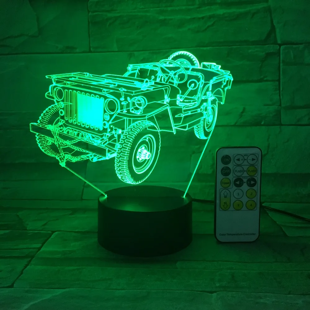 Автомобильный ночсветильник Jeep Truck 3D USB сенсорный пульт дистанционного