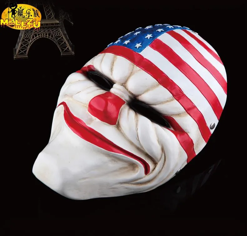 Scary Payday 2 маска из смолы The Heist Dallas Косплей Хэллоуин ужас Клоун маскарад для вечеринки карнавала костюм собрать нарядное платье