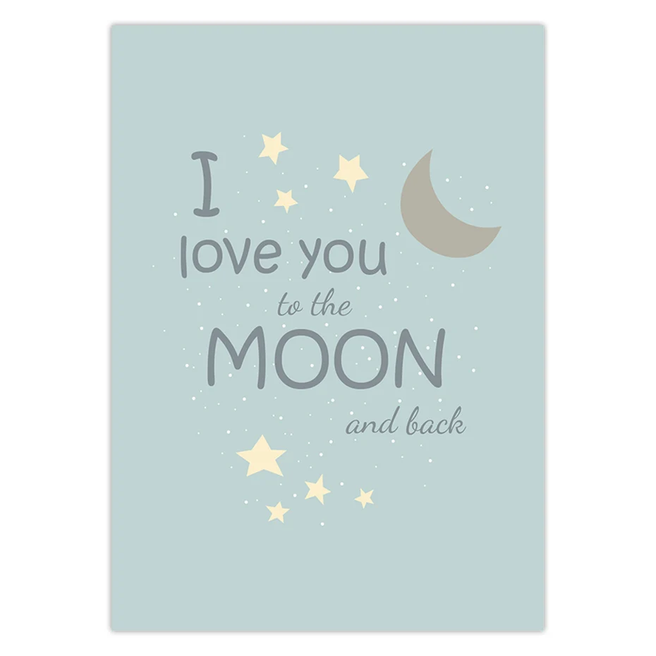 Белый медведь птица слон I Love You to the Moon and Back Детский Настенный художественный плакат детская комната холст печать детский Декор стены