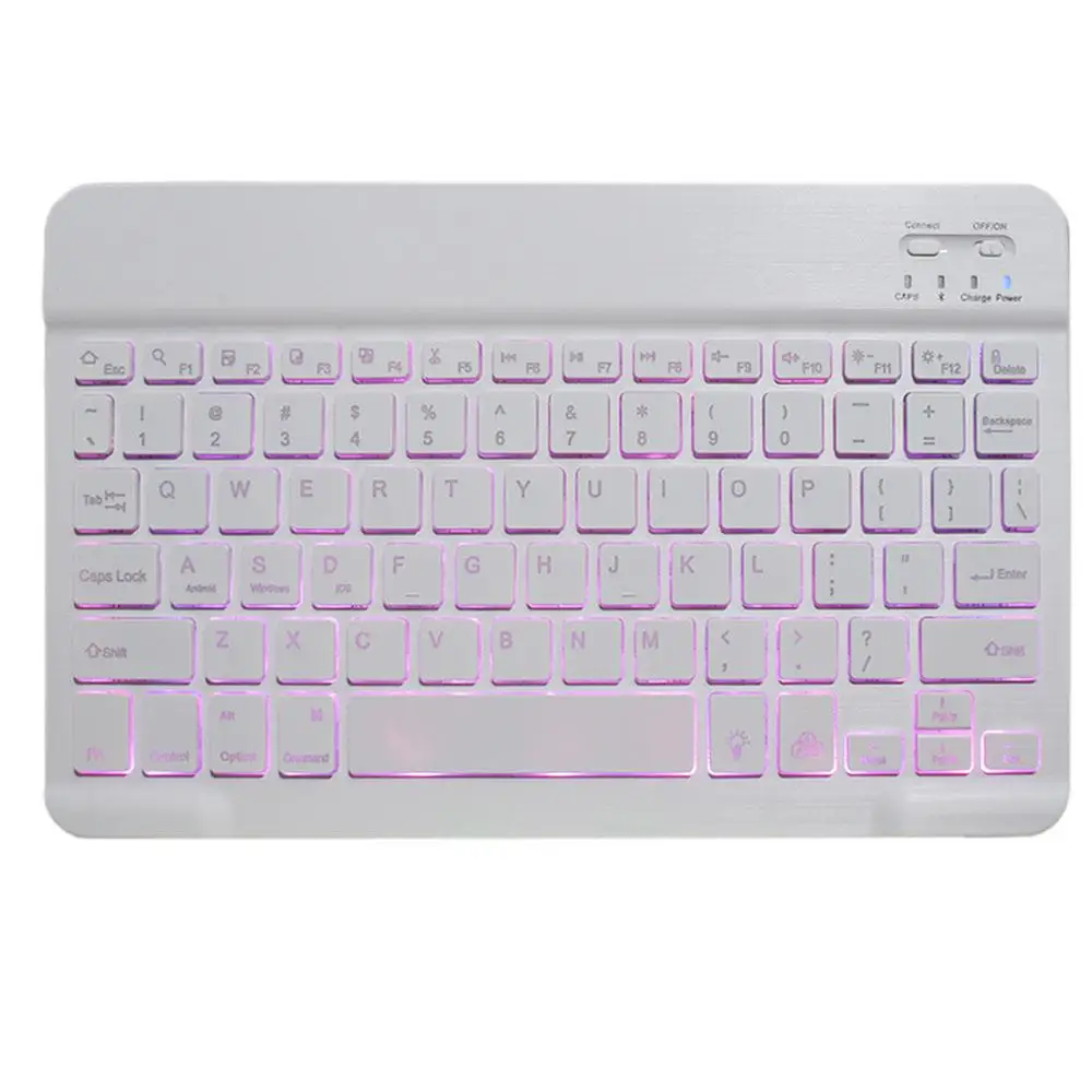 Only White Keyboard Чехол для samsung Galaxy Tab A A6 10,1, чехол для клавиатуры T580 T585, SM-T580, чехол для SM-T585, 7 видов цветов с подсветкой, bluetooth-клавиатура - Цвет: Only White Keyboard