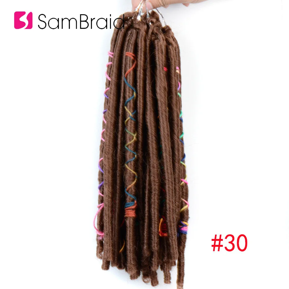 Sambraid 14 дюймов 12 прядей/упаковка искусственные локоны в стиле Crochet волосы синтетические волосы для наращивания мягкие дреды вязанные крючком волосы для женщин - Цвет: #30