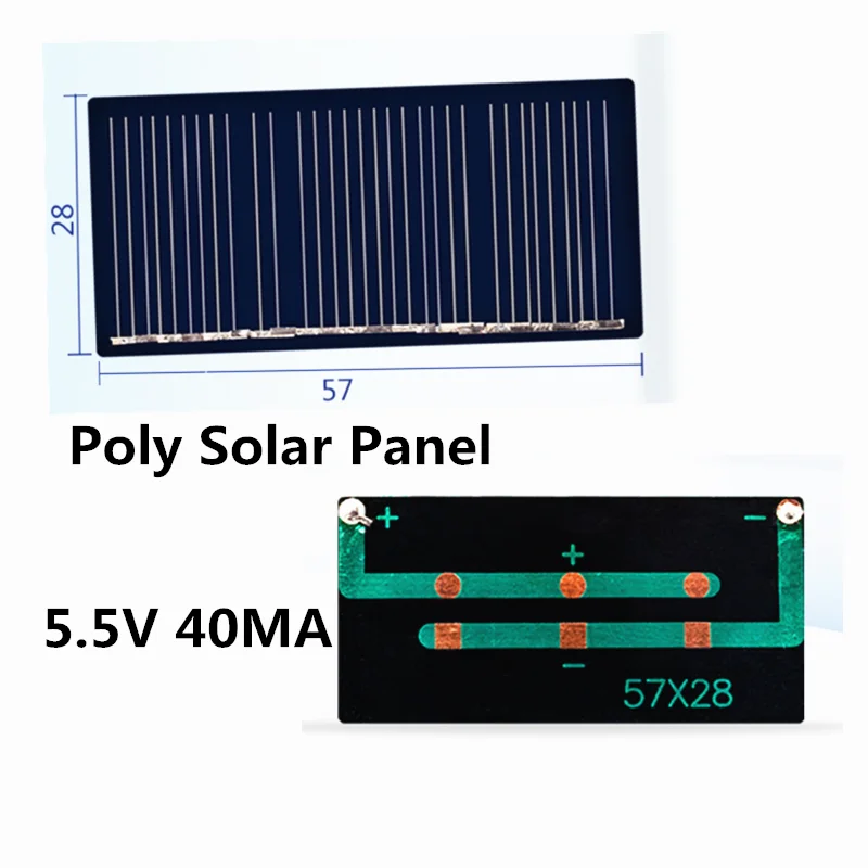 

Poly Solar Panel 5V /5.5V 40MA for DIY Toy/Solar Lawn Light Sensor Lights/ Solar Flashlight 5.5V