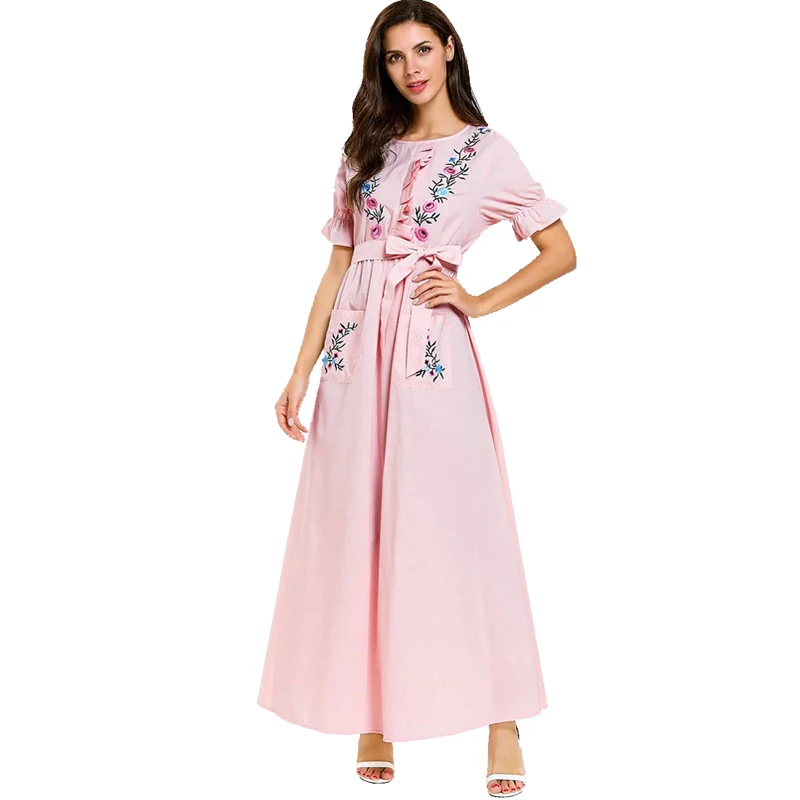 Платье размера плюс, Vestidos Longo Robe Femme Ete, Летнее Длинное богемное Платье макси с вышивкой, Бандажное Хлопковое платье, женская одежда