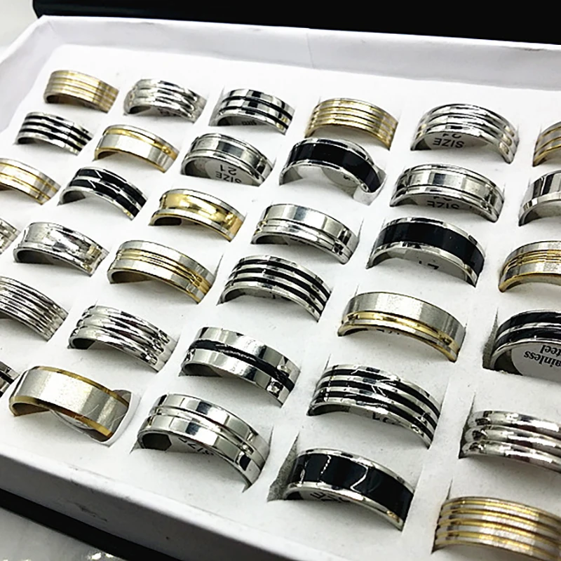 Мужские кольца из нержавеющей стали в полоску 100 шт.|ring couple jewelry|ring body jewelryjewelry chest |