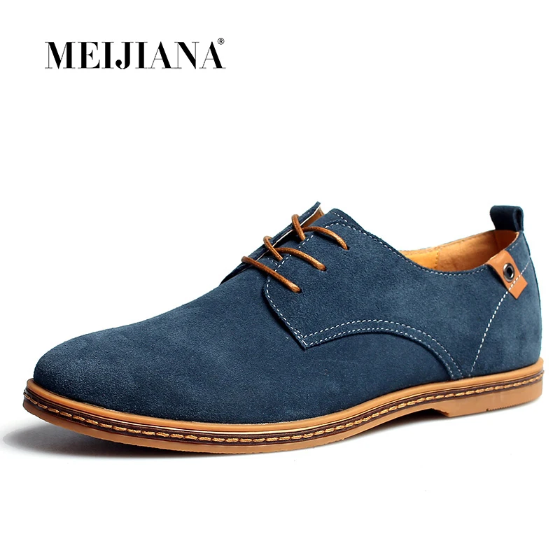 

MEIJIANA Fashion Men Shoes Suede Leather Casual Flat Shoes Lace-up Men's Flats for Man Rubber Outsole Driving Shoes Footwear