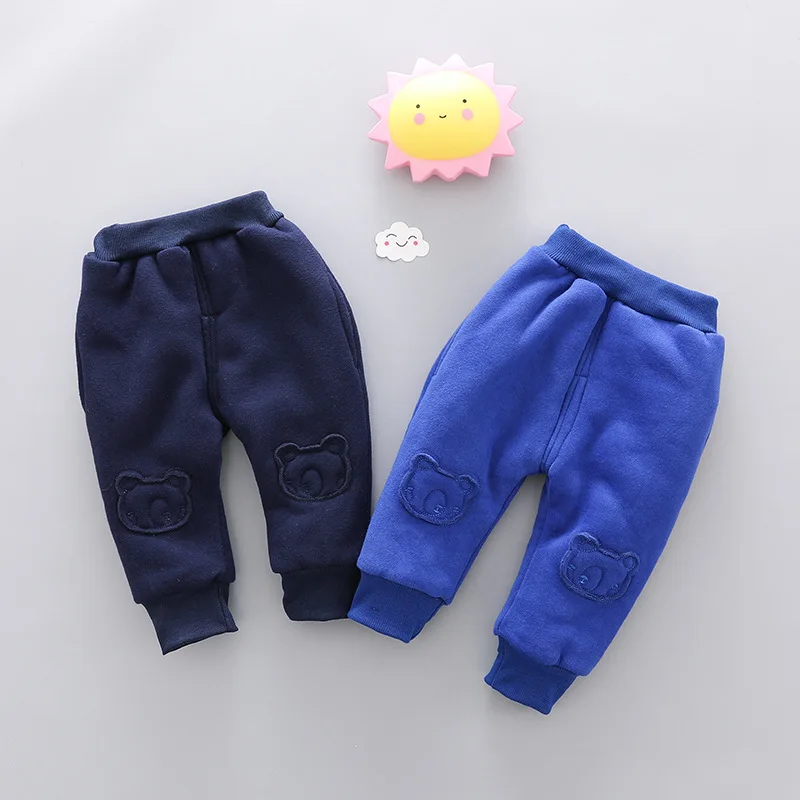

Winter New Fashion Baby Cotton Pants Boys Thicken Cartoon Straight Trousers Children Keep Warm Elastic Child Autumn Pants