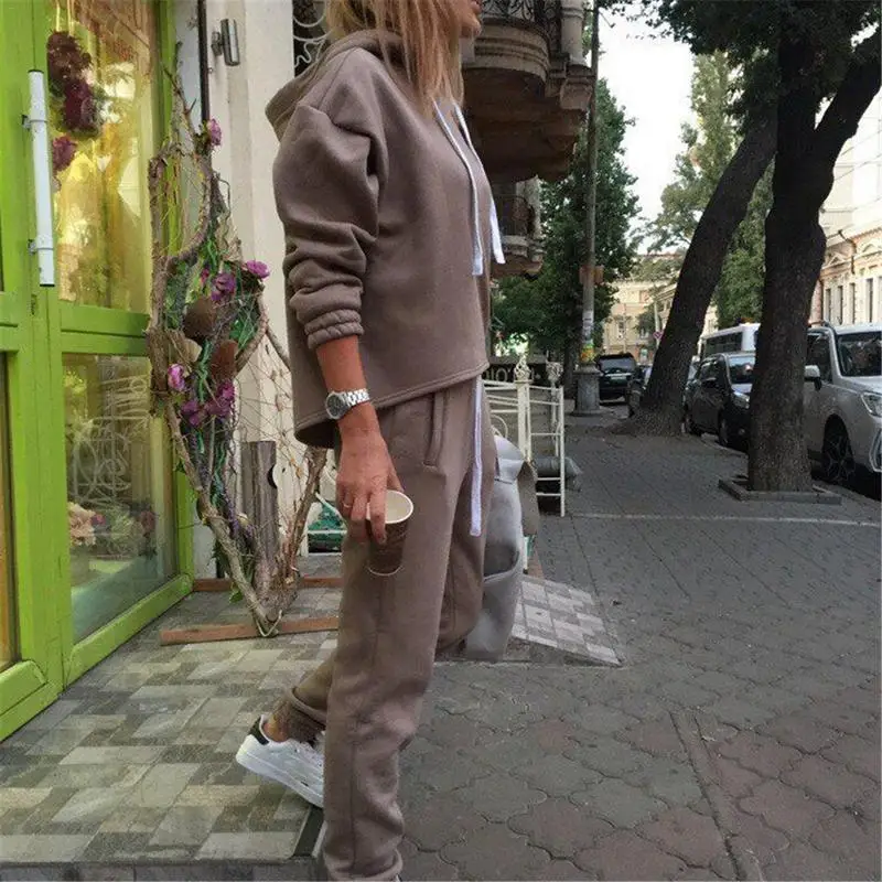 Повседневный Спортивный костюм женский осенний комплект 2018 из двух предметов