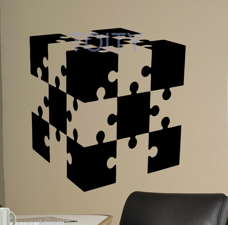 

Наклейка на стену в виде кубиков-пазлов, Виниловая наклейка с орнаментом из осаика, художественное украшение для интерьера дома и детской к...