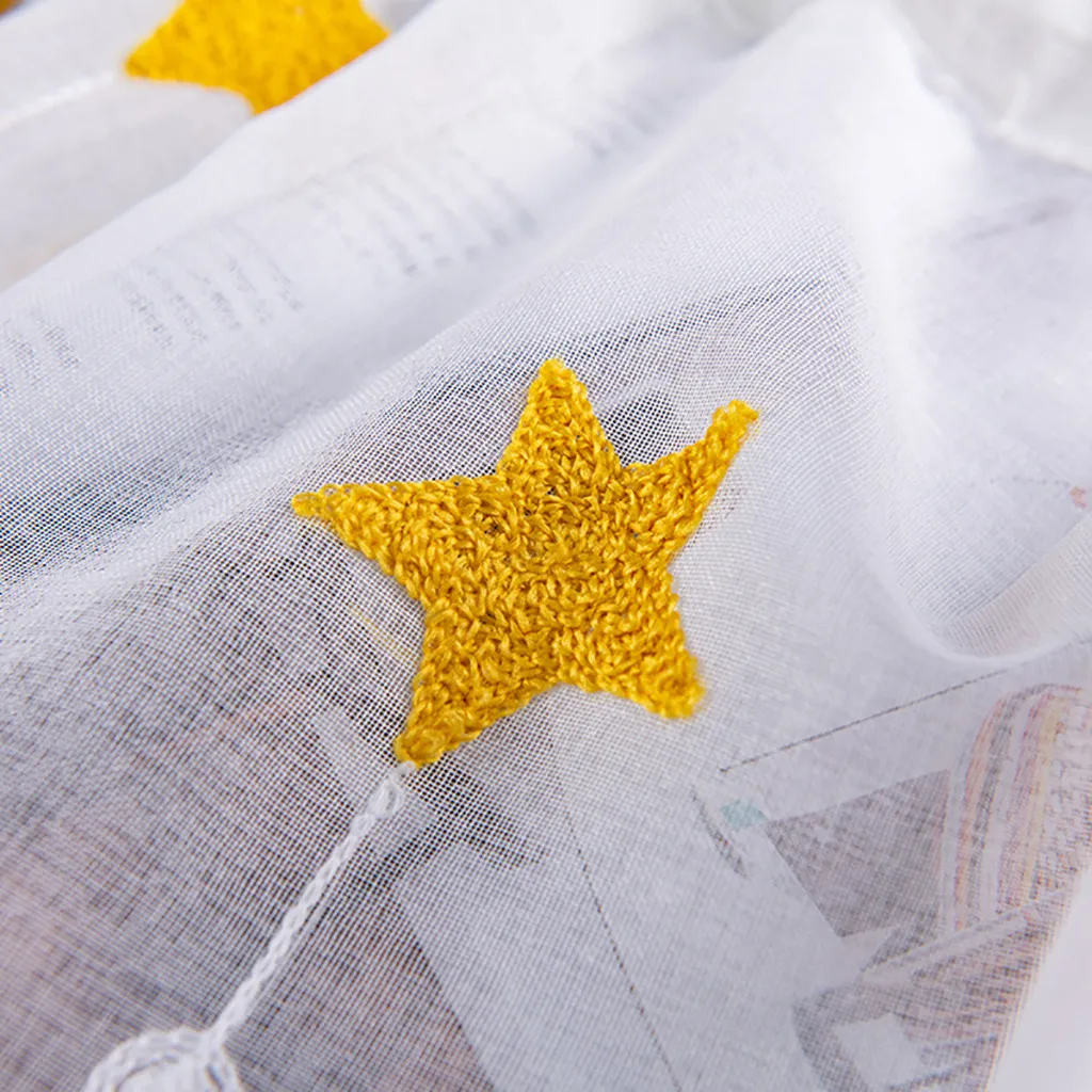 1Pcs Romantic Star Embroidery Voile Curtain Delicate Pelmet Net Curtains Home Window Screening Valance Decoration 100x50cm | Дом и сад