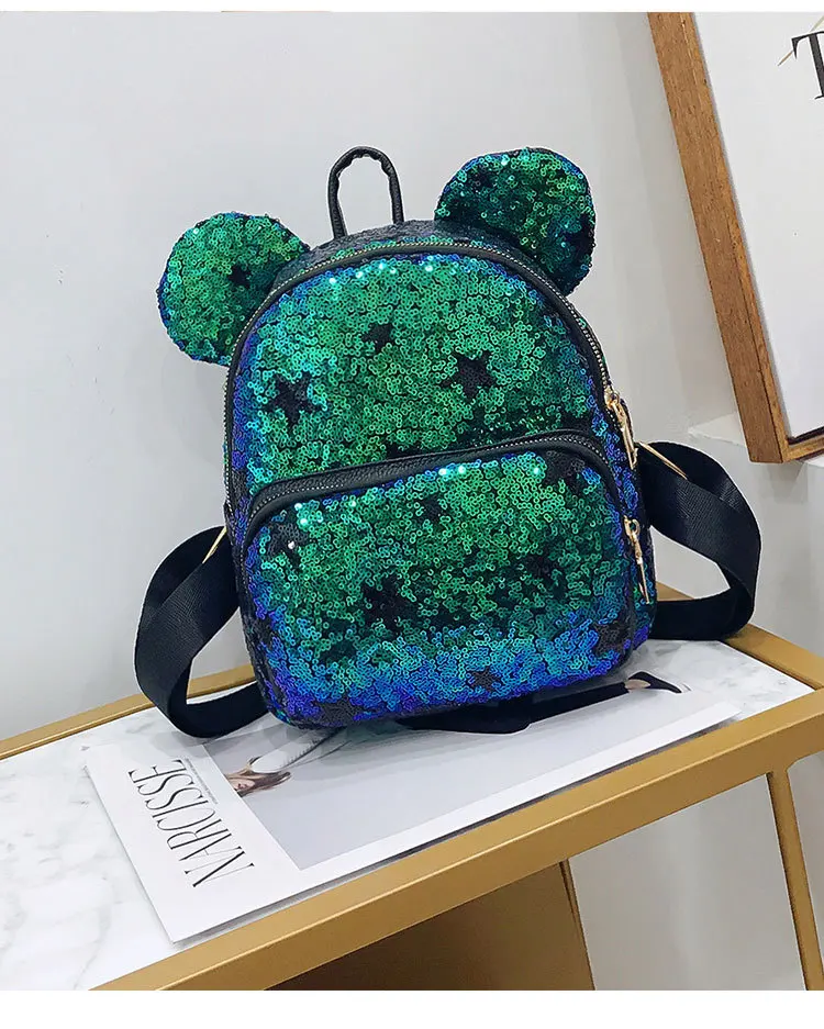 Disney сумка с персонажем мультфильма Микки Маус Детские аксессуары для куклы с пайетками рюкзак для девочки подарок леди Портативная сумка через плечо для путешествий сумка