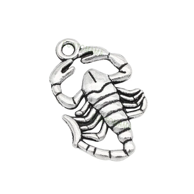 

60pcs-Antique Tibetan Silver 2 Sided Scorpion Charms 26x16mm