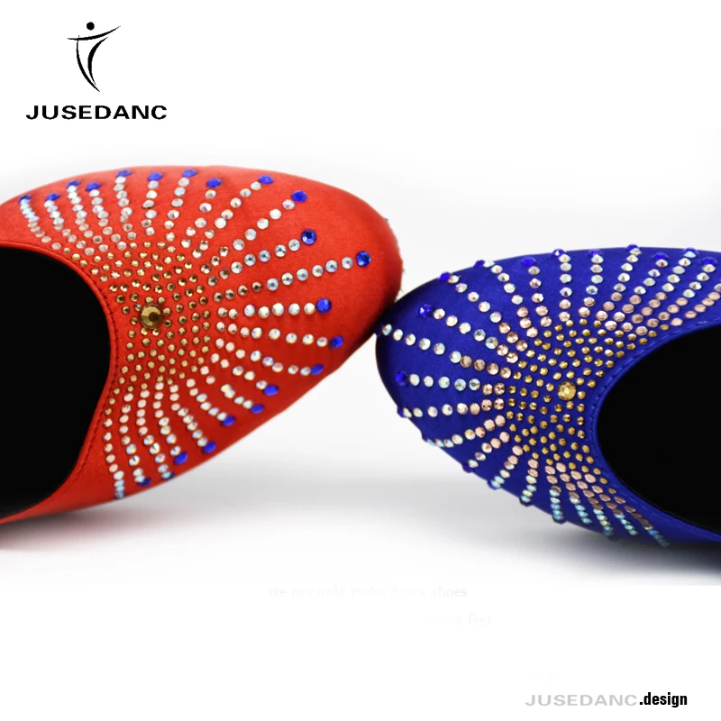 Salas/атласная обувь для латинских танцев со стразами Обувь бальных на платформе