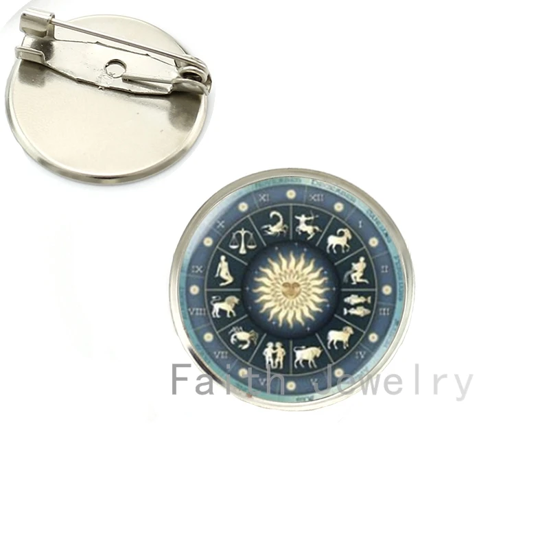 Модная брошь с солнцем и лунная значок зодиака 12 знаков Броши астрологический