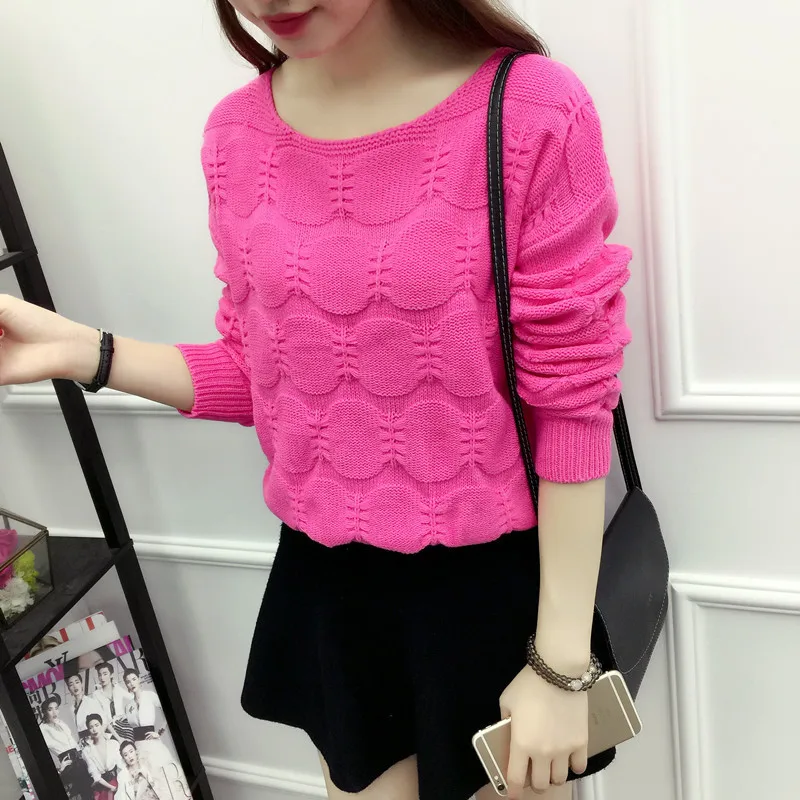 Sweater Women Autumn 2018 New Loose Bat Sleeve Pullover Knitted Female Round Neck Short Large Size Ladies sweater Cw528 | Женская одежда