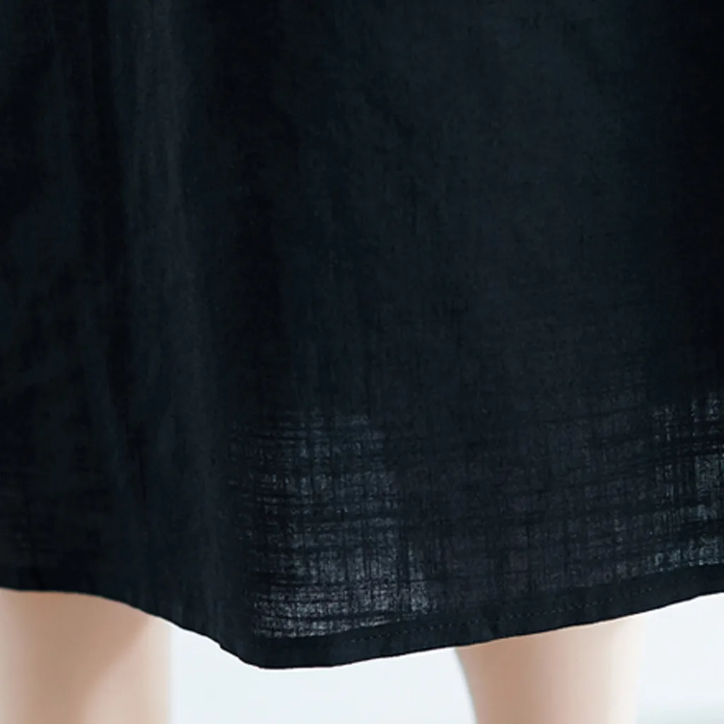 Женское однотонное свободное платье-чехол большого размера из хлопка и льна с