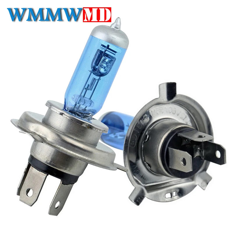 

2PCS/Lot 12V 90/100W H4 Halogen Lamp 5000k Car Halogen Bulb Xenon Dark Blue Glass Super White car light source parking