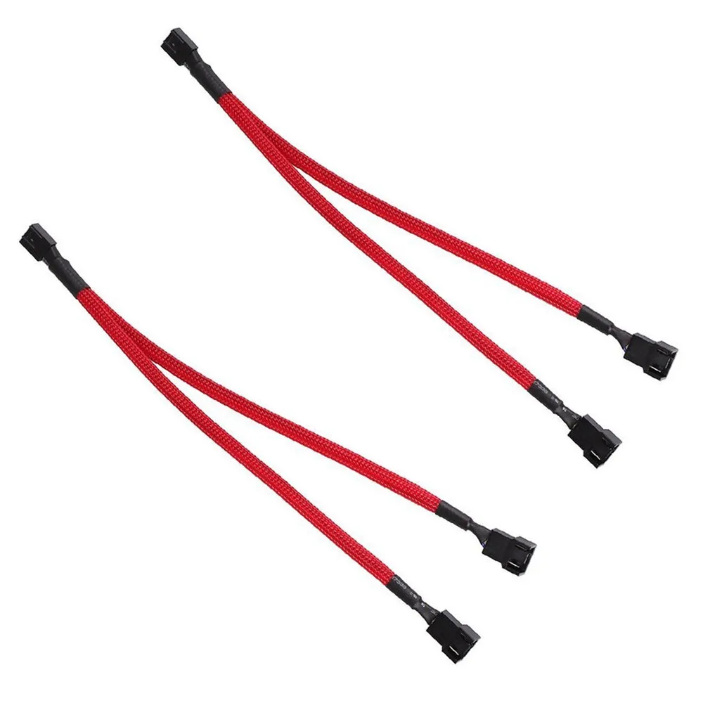 

2 Pack PWM Fan Splitter Cable 4 Pin Y Splitter 1 to 2 Converter Computer PC Fan Power Extension Cable Sleeved