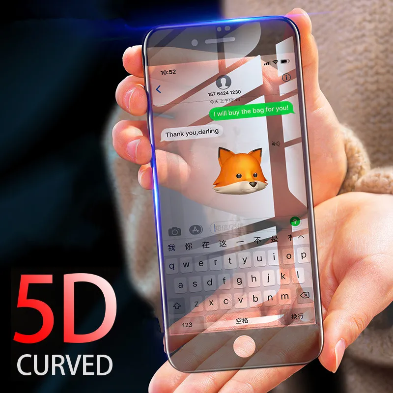 5D (2nd Gen 4D) полное покрытие закаленное стекло для iPhone X 7 Plus 9H Защитная пленка экрана