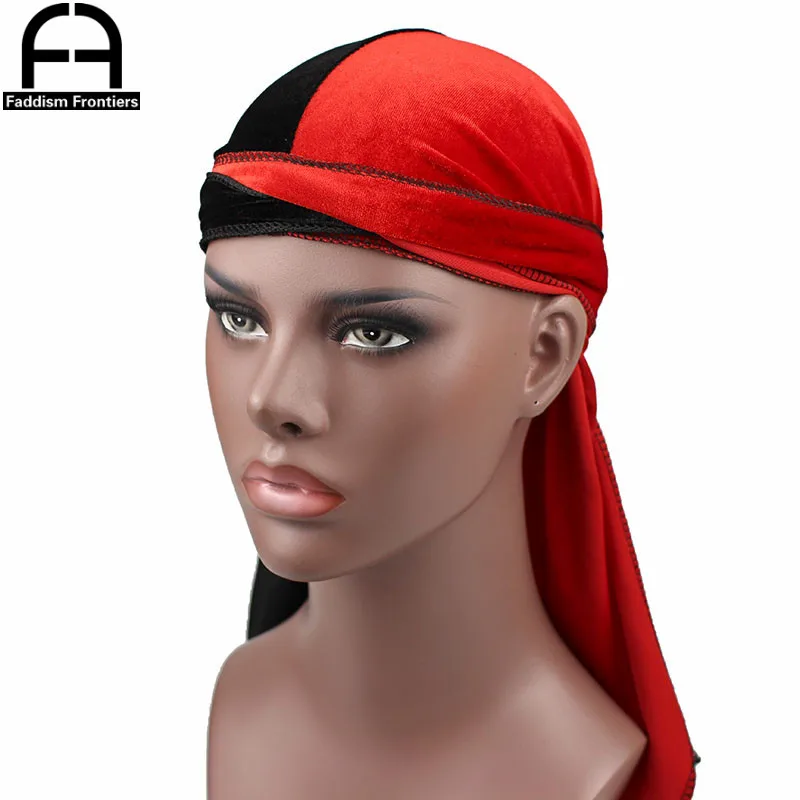 Мужская бархатная бандана Durags роскошная двухцветная бандана-тюрбан головной