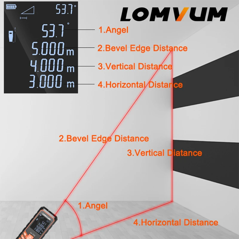 LOMVUM-medidor de distancia automático telémetro láser, LV 66U, telémetro de medición de análisis electrónico, telémetro de instrumento de 40m - 120M