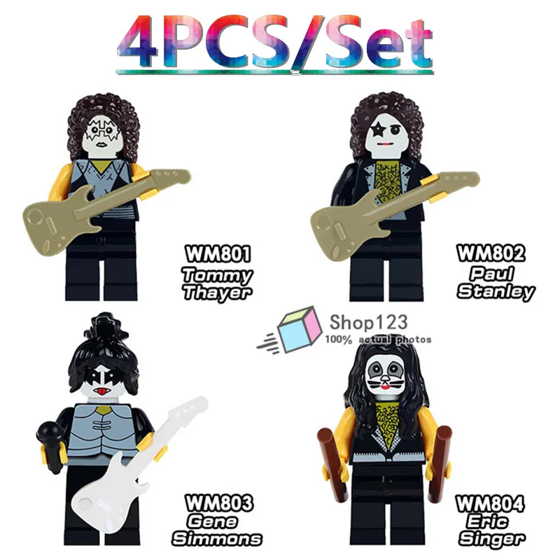 4 шт./лот WM6022 Kiss Band знаменитый гитарист Томас Тайер американская рок-группа Kiss Zelda Link строительные блоки детские подарочные игрушки