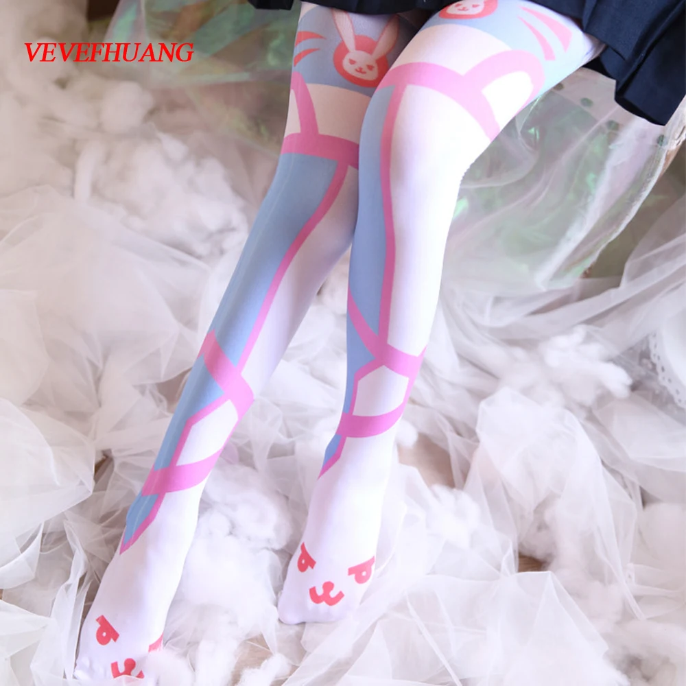 

VEVEFHUANG Kосплей Japanese OW DVA Women Long Socks Tight kawaii Lolita Girls Cosplay Warm Pantyhose Silk Stockings Leggings