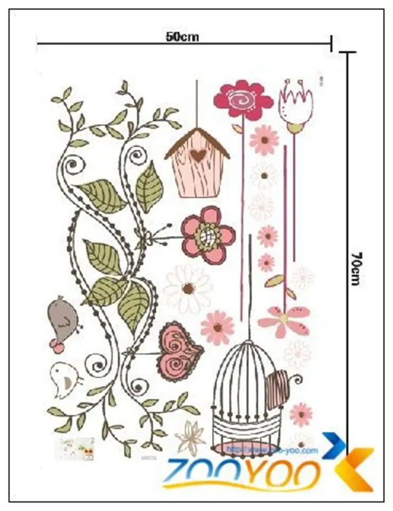 Peel and stick настенные наклейки ПВХ для детской комнаты украшения zooyoo7102 цветок
