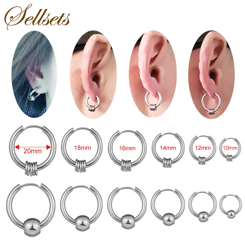Серьги гвоздики круглые женские и мужские 2 шт. 10 20 мм|hoop earrings|stainless steel hoop earringssteel