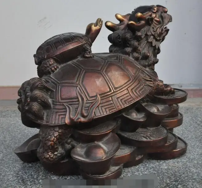 Песня voge gem S6459 Китайский Фэншуй Бронзовый Богатство YuanBao Деньги Дракон черепаха