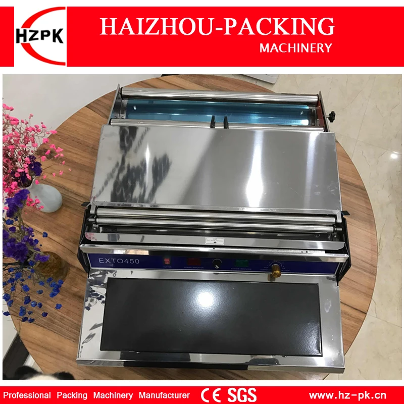 HZPK Food Saver Simple Hand Wrapper Manual Wrapping Machine Use Fresh Plastic Film Wrapper Packing Machine Small Packer HW-450