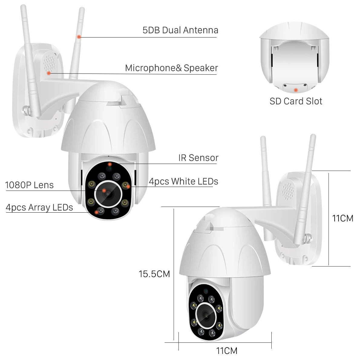 1080P PTZ WiFi камера 2MP автоматическое отслеживание Водонепроницаемая CCTV Домашняя безопасность ip-камера Облачное хранилище 4X цифровой зум скоростная купольная камера