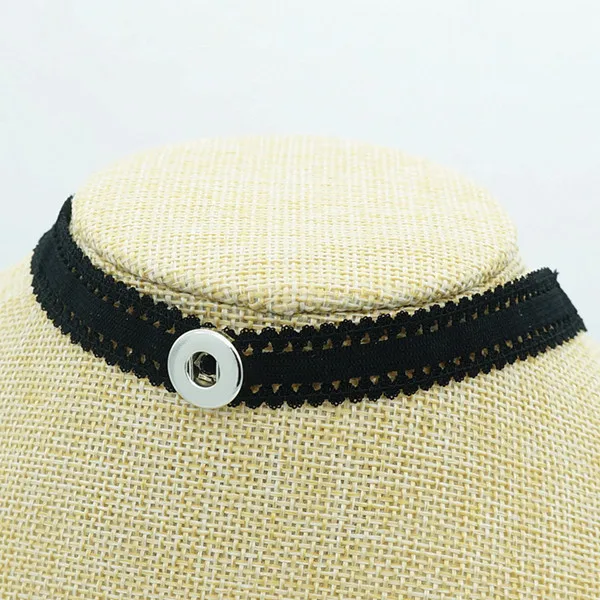 Fashion Black Lace Sexy Collar Choker Funky trendy snap necklace 33cm fit 12MM/18MM buttons jewelry wholesale | Украшения и