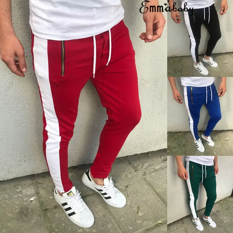 

Hirigin 2018 Joggers Mens Streetwear Slim Drawstring Men Trackpants Slack Jogging Sweatpant Cool Biker Slim Pencil Pants Skinny