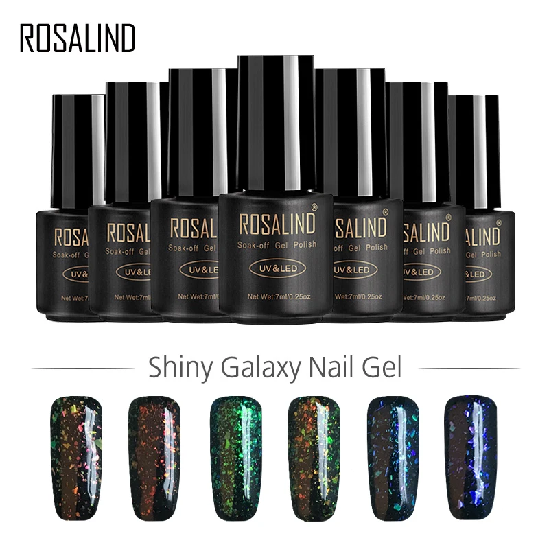 Rosalind гель 1 S лак для ногтей Блестящий galaxy 7 мл длинный прочный ноготь Soak Off UV