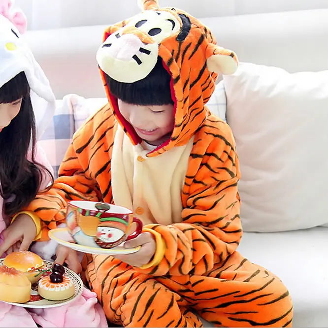 Tigger Зимний детский пижамный комплект с единорогом и капюшоном; пижамы с единорогом; Детские пижамы для мальчиков и девочек; одежда для сна; комбинезоны - Цвет: Tigger