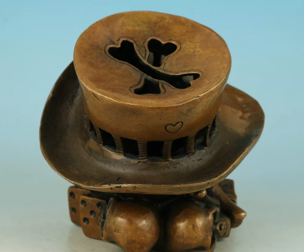 ymying Details about ashtray Ancient Chinese Old Bronze Hand Carved Human Skeleton Dice Statue Pot | Дом и сад