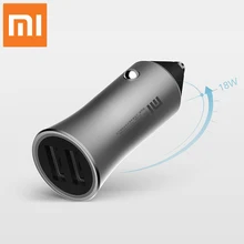 Xiaomi 18 Вт быстро автомобильное зарядное устройство белый светодиодный подскажите светильник мобильный телефон зарядное устройство для быстрой зарядки с двумя выходными портами USB быстрое зарядное устройство для автомобильного зарядного устройства