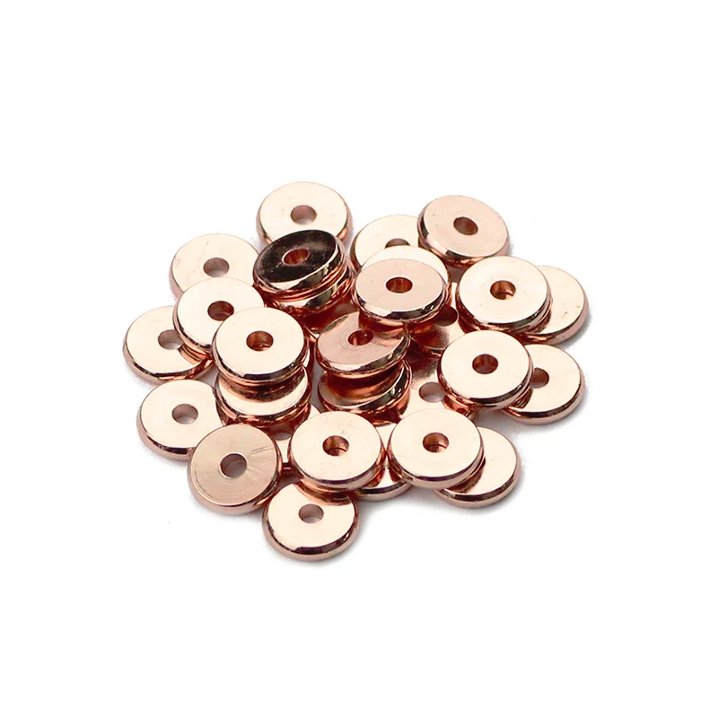 Rose Gold Color BTFBES AAA 4 6 8 мм медные бусины для монет золото/розовое золото цвет плоские круглые бусины для ювелирных изделий браслет ожерелье Изготовление DIY - Цвет: Rose Gold Color
